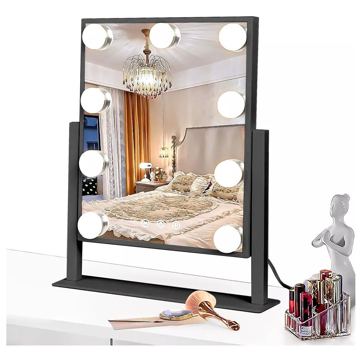 GENERICO - Espejo de Tocador LED Profesional con 9 Luces y USB