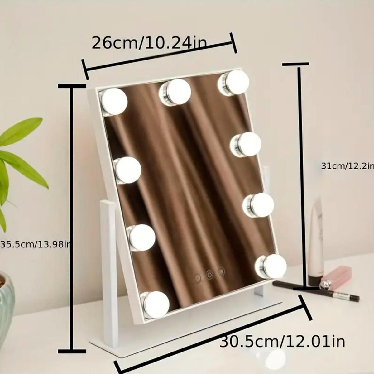 GENERICO - Espejo de Tocador LED Profesional con 9 Luces y USB