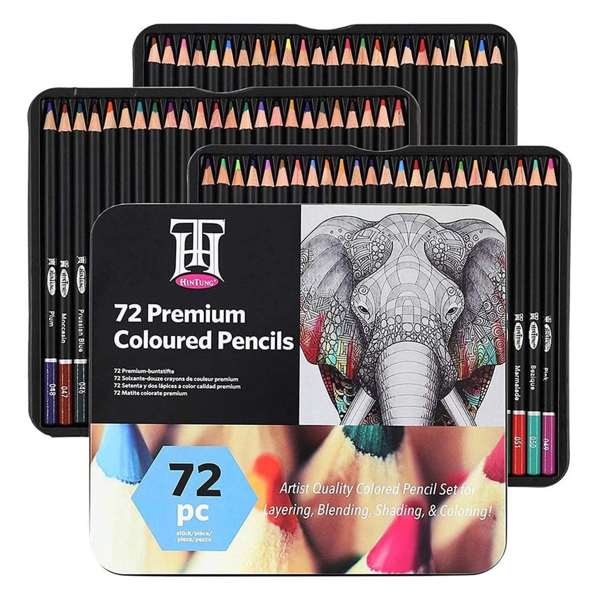 GENERICO - Set de 72 Lápices de Colores Profesionales en Caja de Metal