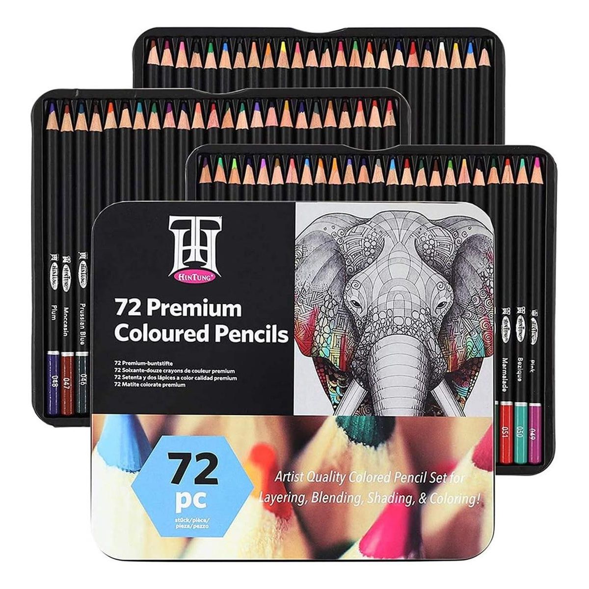 GENERICO - Set de 72 Lápices de Colores Profesionales en Caja de Metal