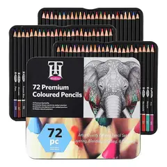 GENERICO - Set de 72 Lápices de Colores Profesionales en Caja de Metal