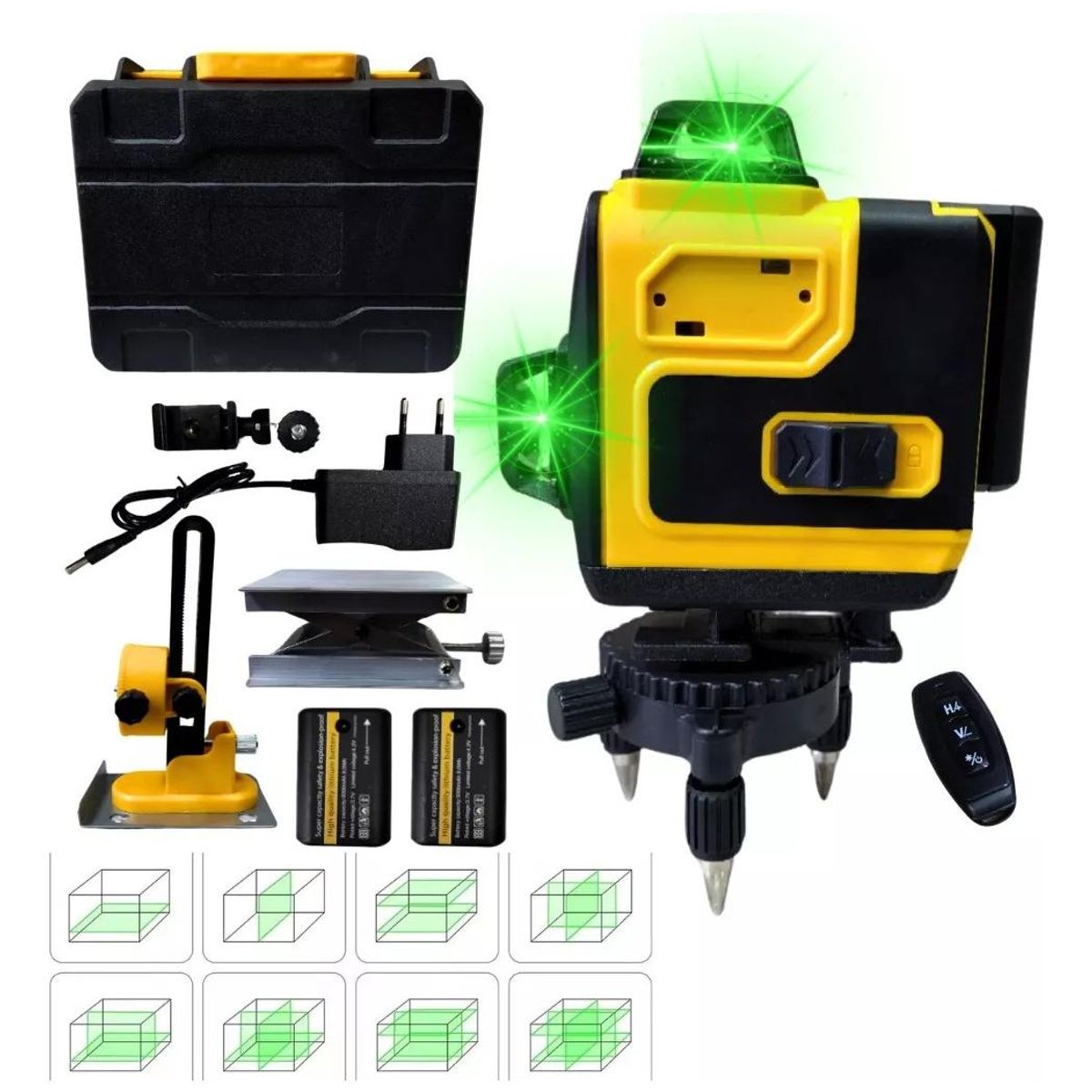 GENERICO - Nivel Laser 16 Líneas 360° con Autonivelación y Accesorios