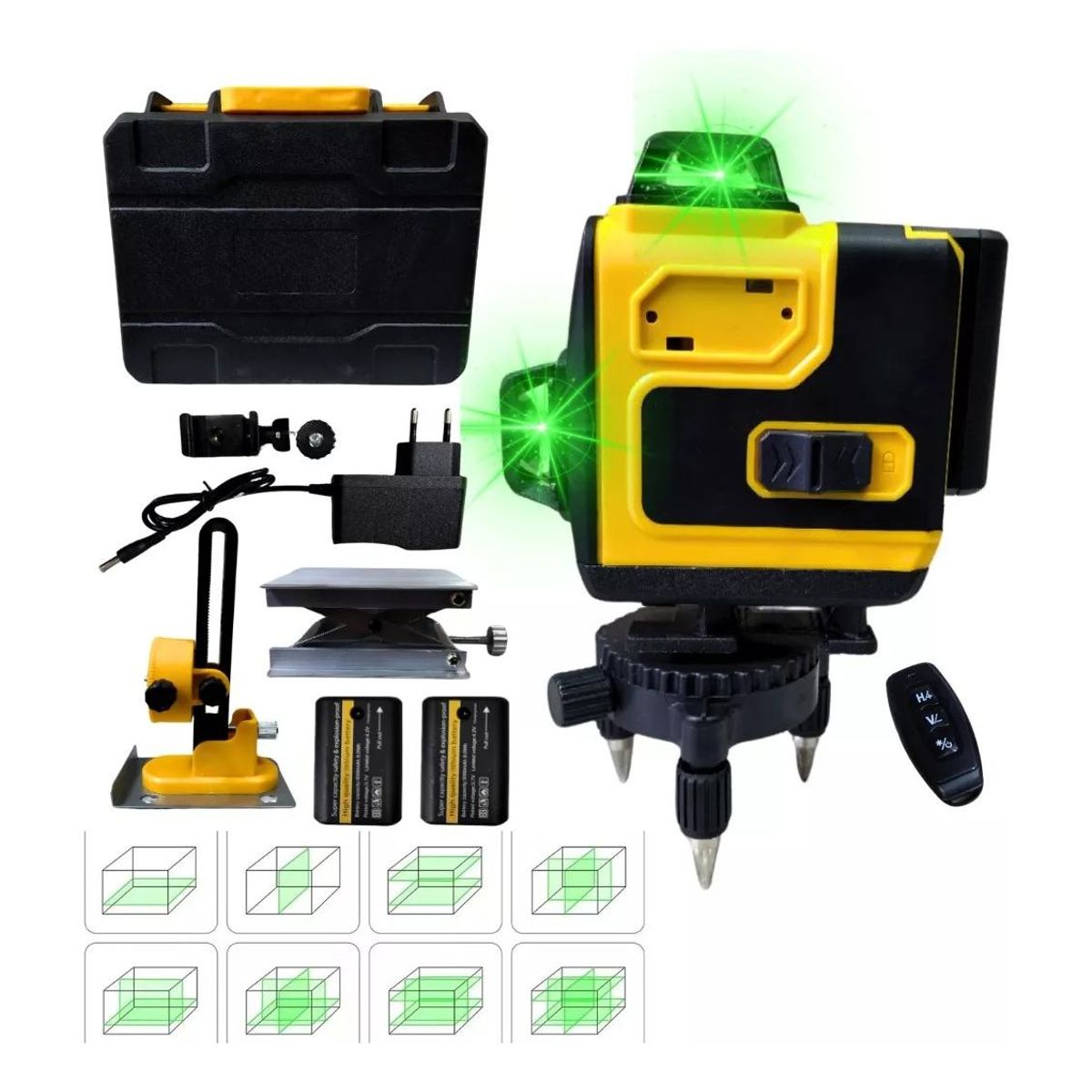 GENERICO - Nivel Laser 16 Líneas 360° con Autonivelación y Accesorios