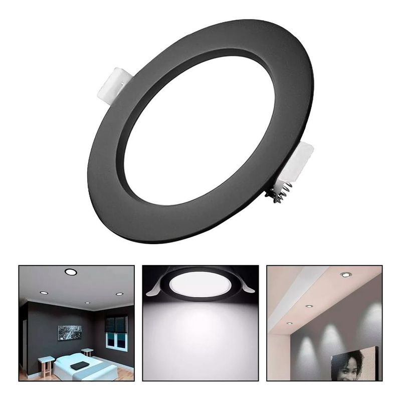 GENERICO - Foco Panel LED Embutido Borde Negro 18W Luz Fría 6500K