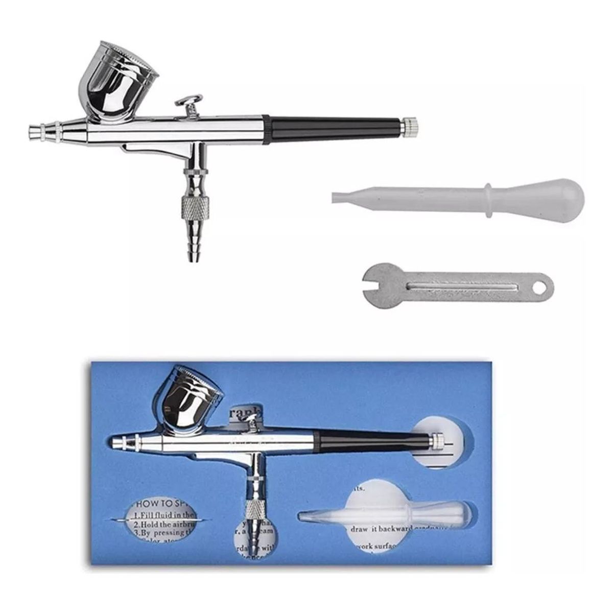 GENERICO - Kit de Aerógrafo 03mm con Punta Dual y Taza Superior