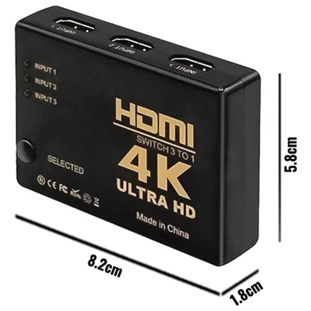 GENERICO - Switch HDMI 4K 3x1 Altísima Calidad para Video