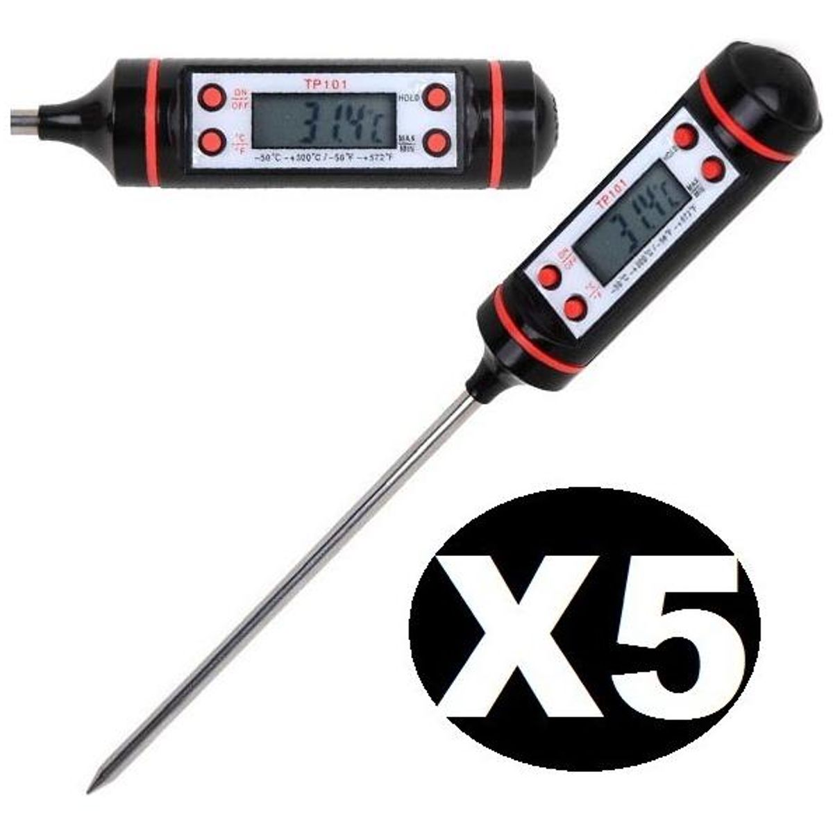 GENERICO - Termómetro Digital para Alimentos - Pack de 5 Unidades
