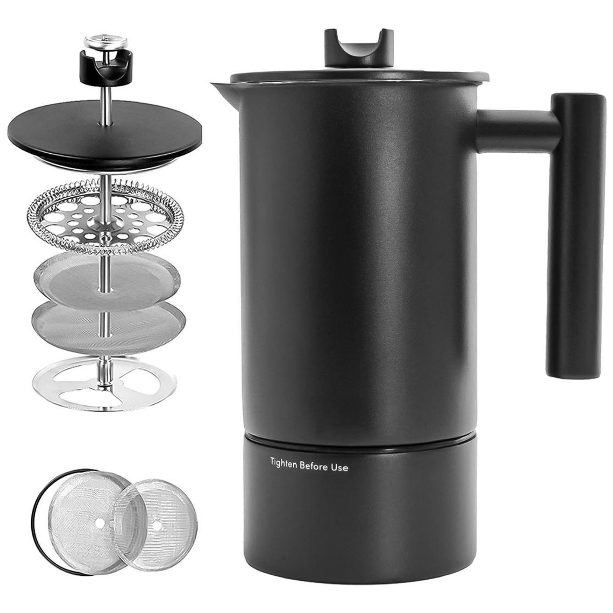 GENERICO - Cafetera Francesa de Acero Inoxidable 1L con Termómetro