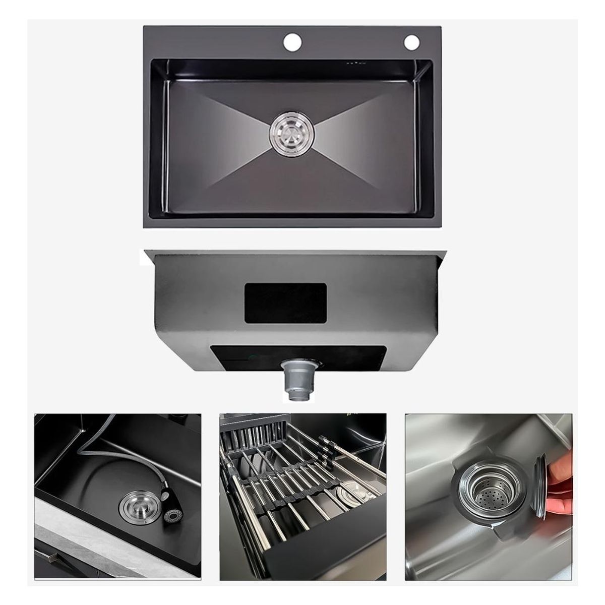 GENERICO - Lavaplato Doble de Acero Inoxidable con Llave 2 Funciones 68x45cm