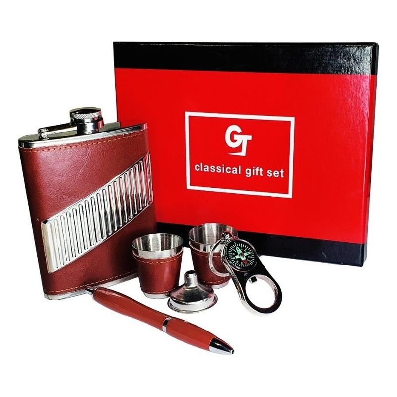 GENERICO - Set de Petaca 8oz para Whisky y Accesorios de Viaje