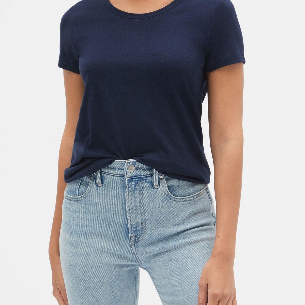 GAP - Polera Clasica Cuello Crew Azul Oscuro GAP