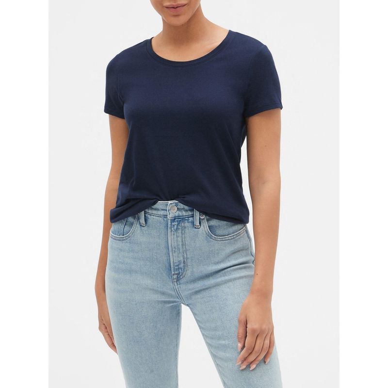 GAP - Polera Clasica Cuello Crew Azul Oscuro GAP_.