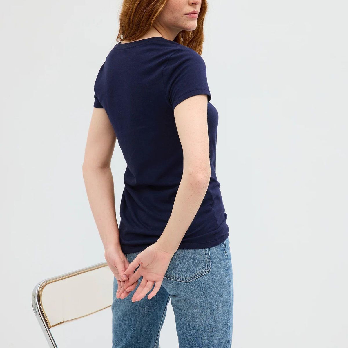 GAP - Polera Clasica Cuello Crew Azul Oscuro GAP