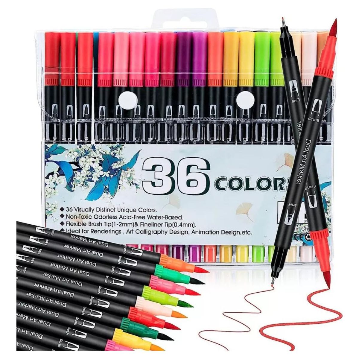 GENERICO - Set de Plumones Doble Punta 36 Colores para Arte y Dibujo