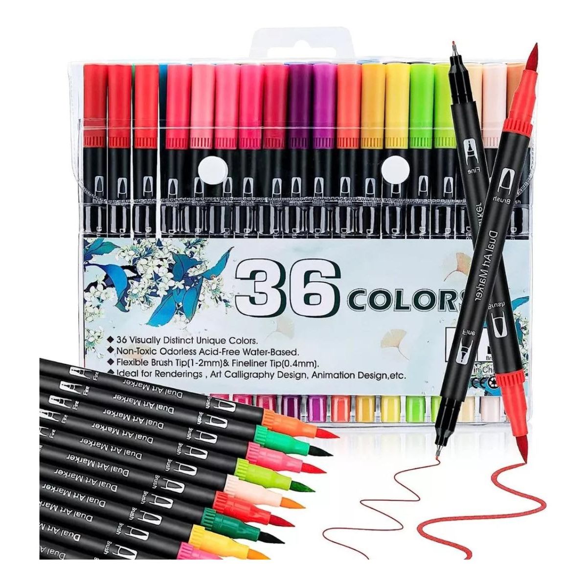 GENERICO - Set de Plumones Doble Punta 36 Colores para Arte y Dibujo