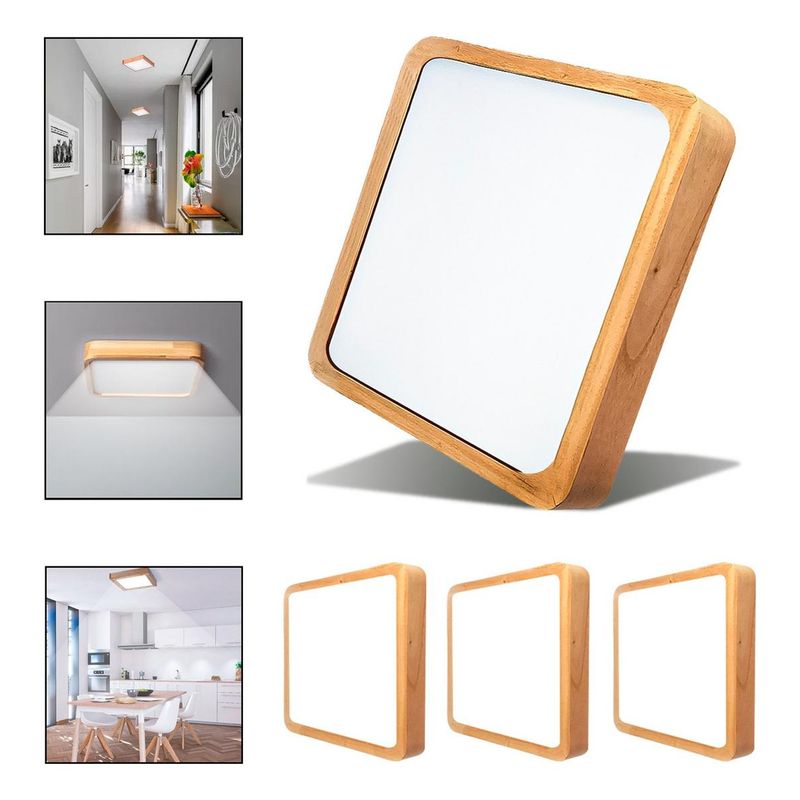 GENERICO - Foco LED Cuadrado Sobrepuesto de Madera 36W Frío
