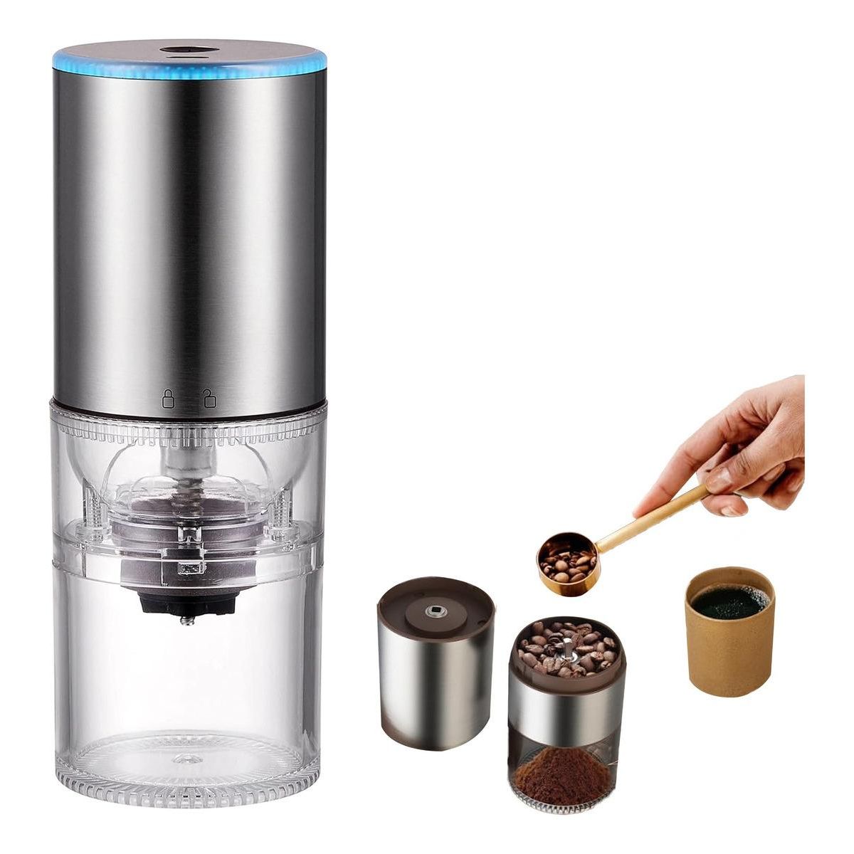 GENERICO - Molino de Café y Especias Inalámbrico USB de Acero Inoxidable