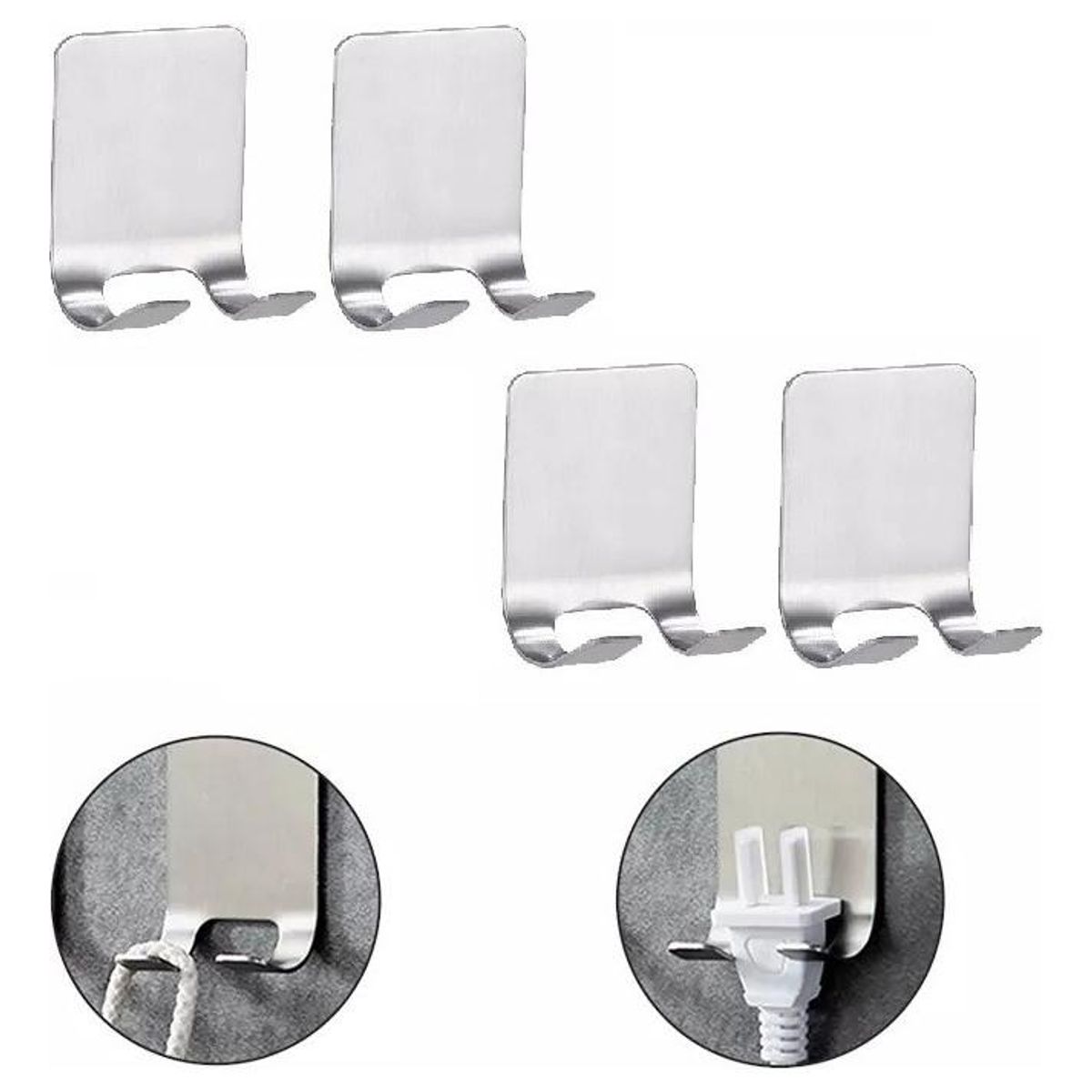 GENERICO - Pack de 4 Soportes de Pared Multifuncionales de Acero Inoxidable