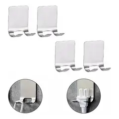 GENERICO - Pack de 4 Soportes de Pared Multifuncionales de Acero Inoxidable