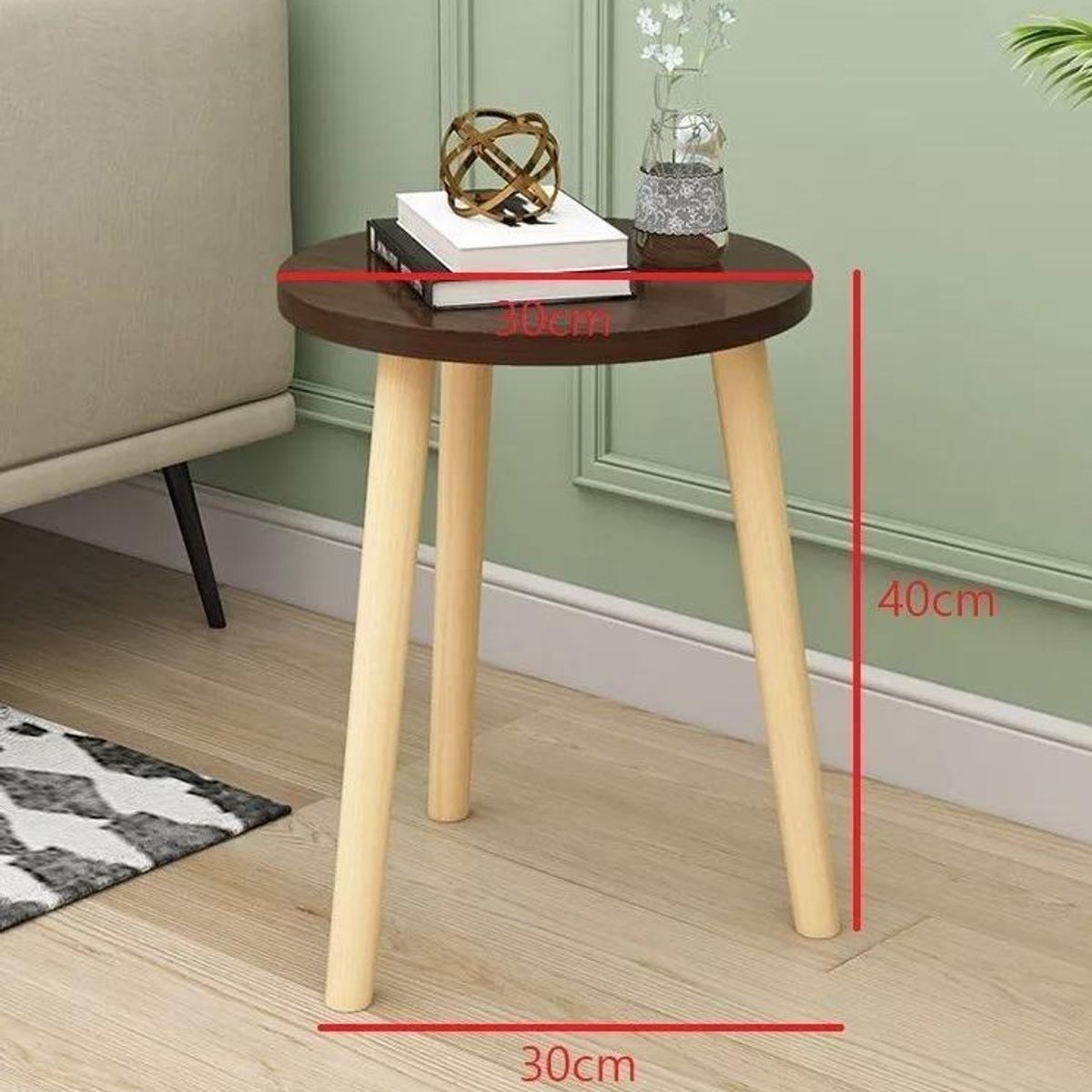 GENERICO - Mesa Auxiliar Redonda para Living 30x40 cm