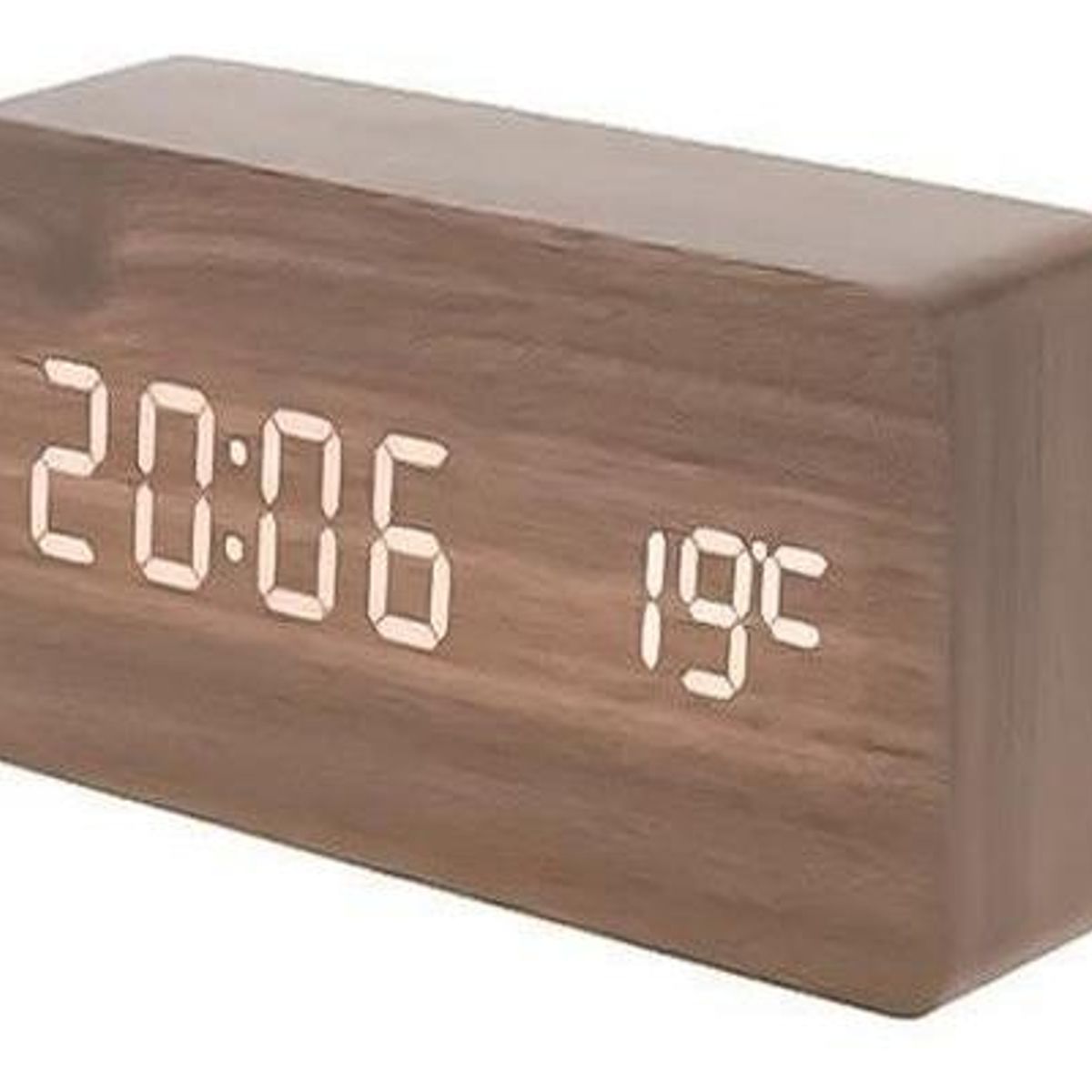 GENERICO - Reloj Despertador Digital de Madera con Luz LED