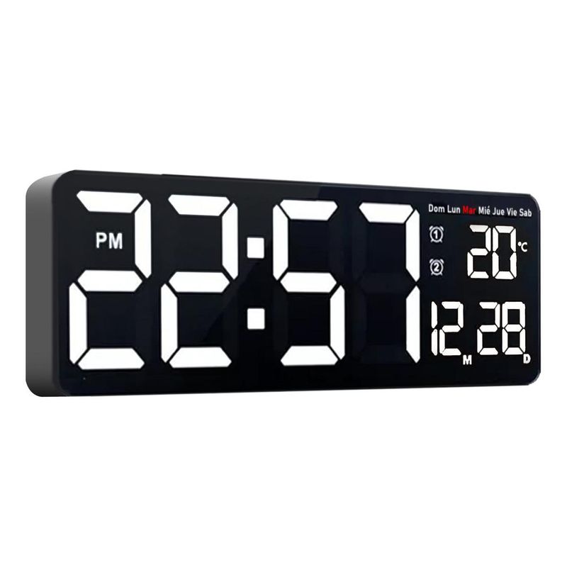GENERICO - Reloj Digital LED Grande con Calendario y Temperatura 40x13cm