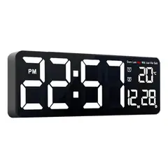 GENERICO - Reloj Digital LED Grande con Calendario y Temperatura 40x13cm