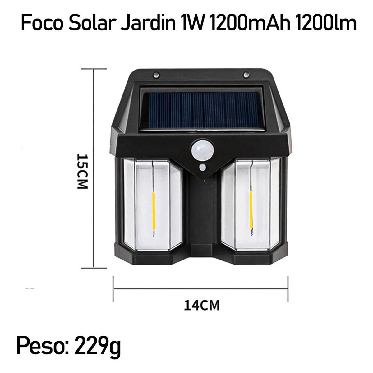 GENERICO - Aplique Solar LED Doble Exterior con Sensor de Movimiento