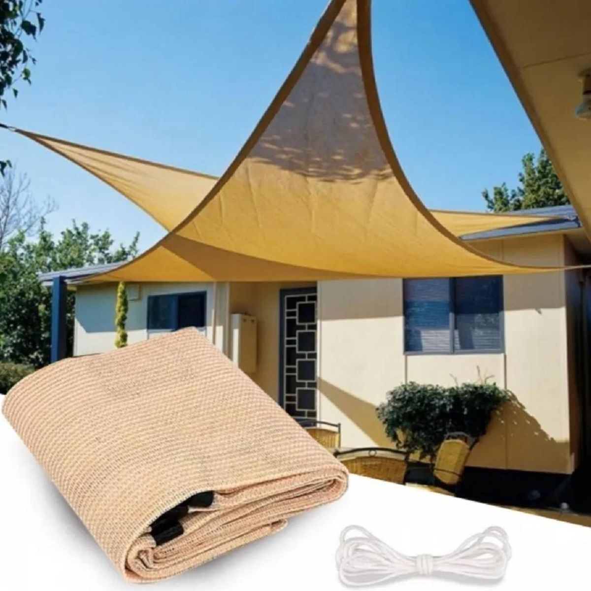 GENERICO - Toldo Vela Triangular Impermeable 5x5m con Protección UV