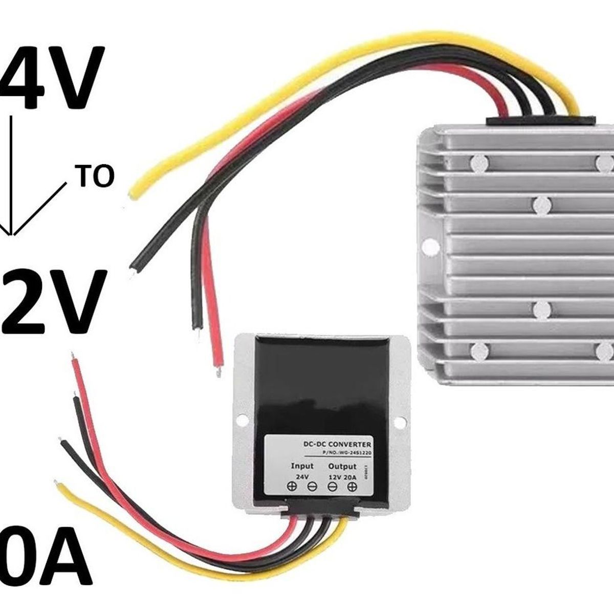 GENERICO - Módulo Convertidor DC-DC 24V a 12V 20A Resistente al Agua