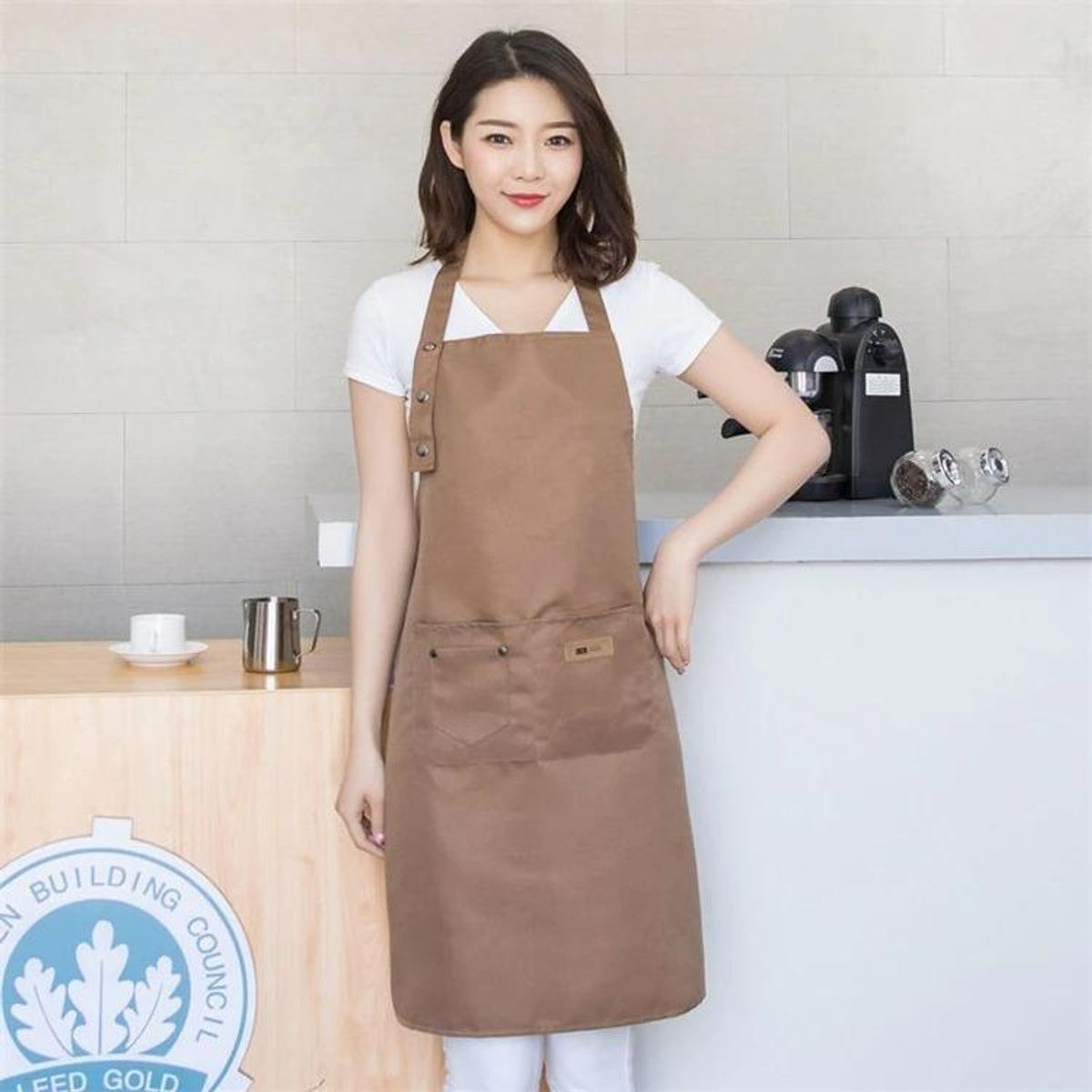 GENERICO - Delantal de Cocina Impermeable con Perchera para Restaurante