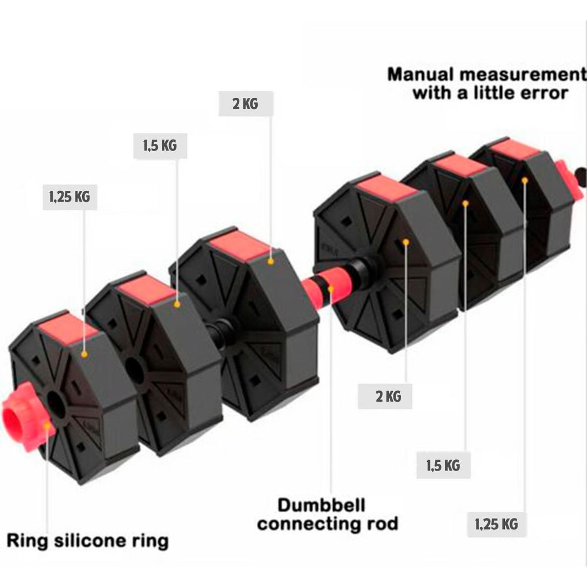 GENERICO - Set de Mancuernas Ajustables 20 Kg con Discos Octogonales