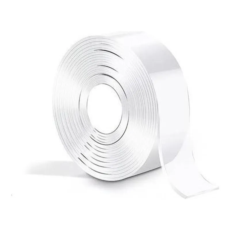 GENERICO - Cinta Doble Cara Transparente Reutilizable 3 Metros