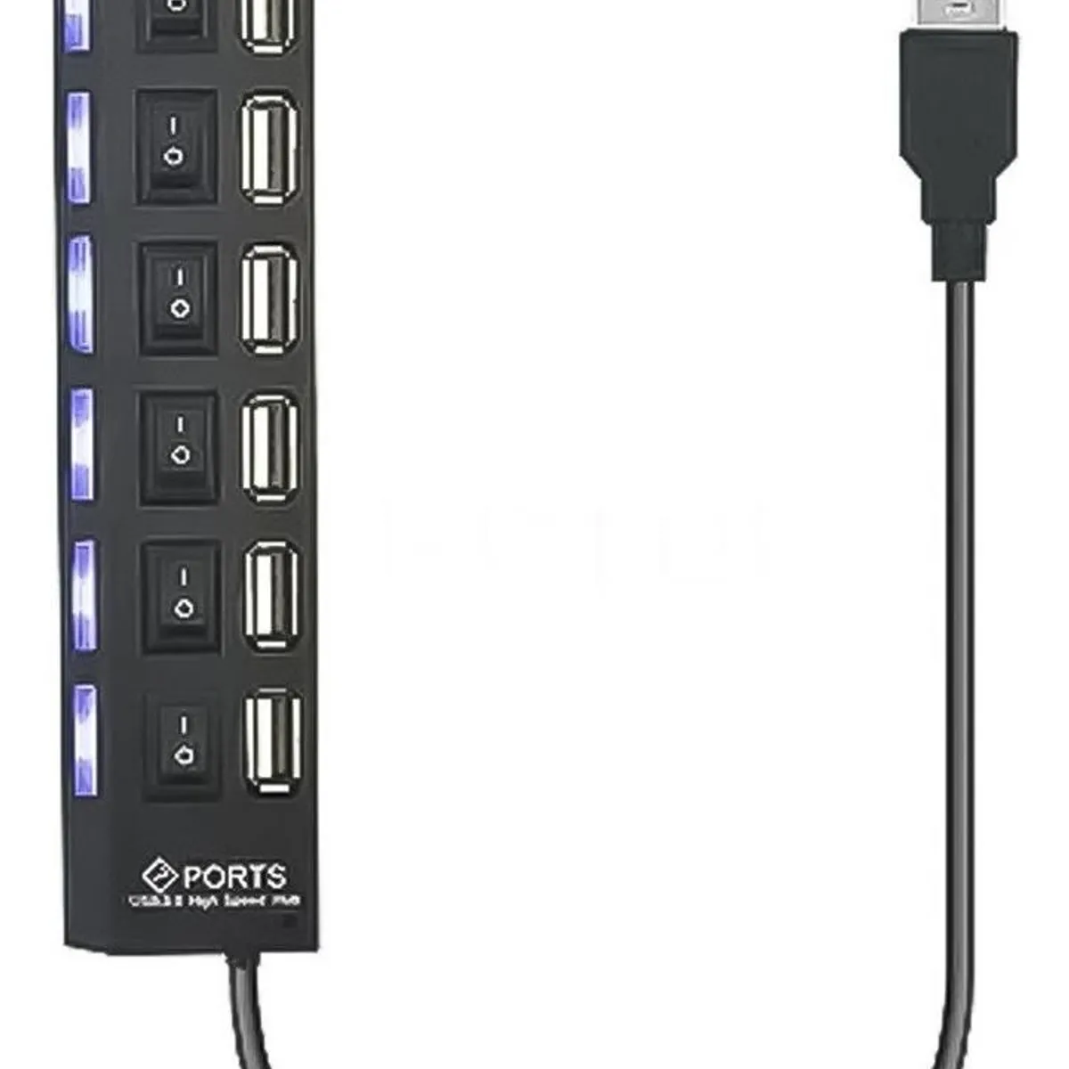 GENERICO - Hub USB 30 de 7 Puertos con Indicador LED y Soporte Universal