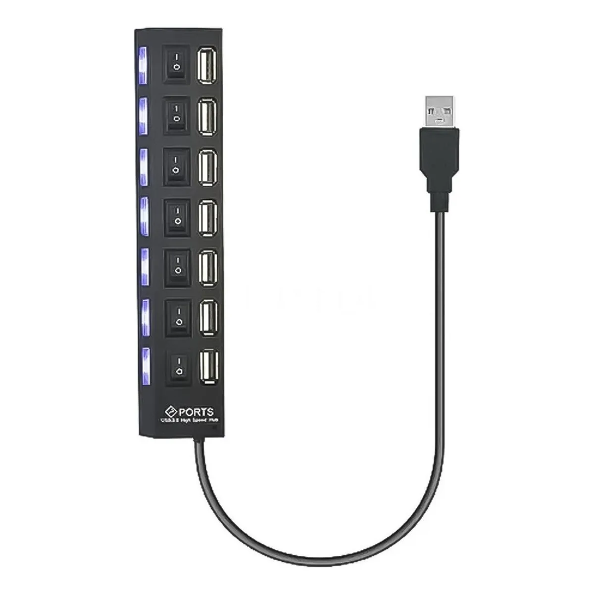 GENERICO - Hub USB 30 de 7 Puertos con Indicador LED y Soporte Universal