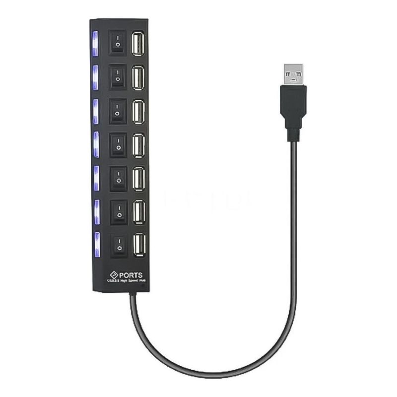 GENERICO - Hub USB 30 de 7 Puertos con Indicador LED y Soporte Universal