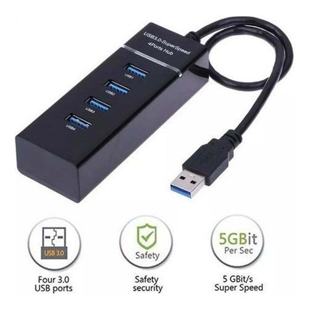 GENERICO - Hub USB 30 de 4 Puertos con Indicador LED