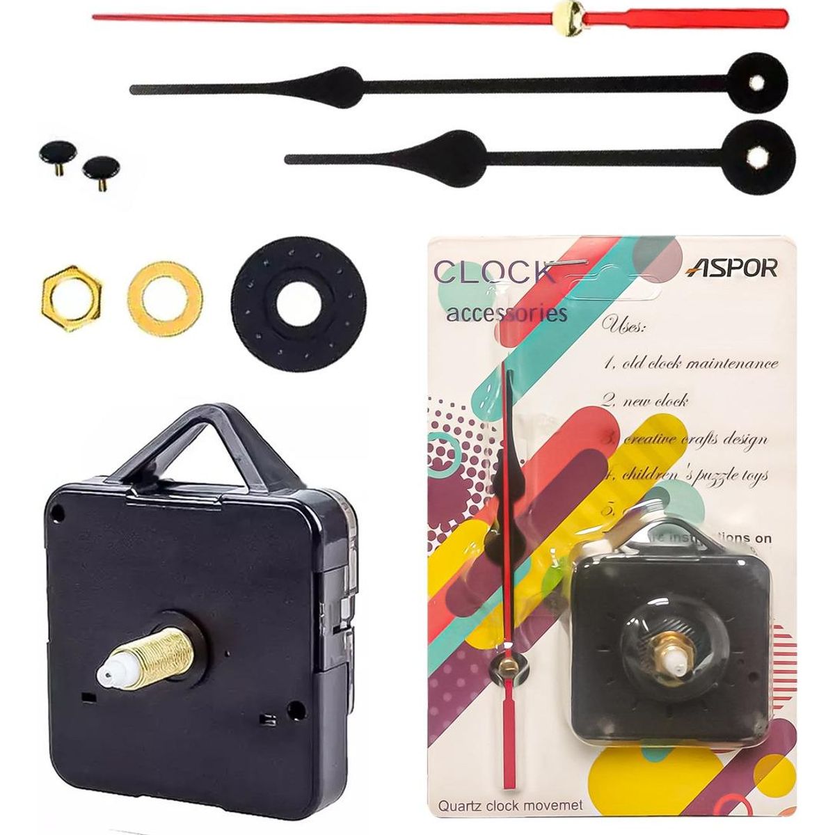 GENERICO - Mecanismo de Reloj Mural Silencioso 12mm con Manecillas