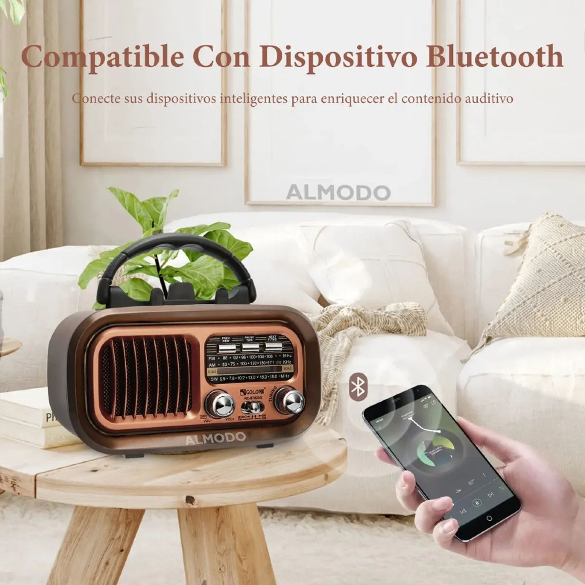 IRM - Radio Bluetooth Multifuncion Portatil Solar Vintage Am Fm Usb Recargable Estilo Clasico FIGOIMPORT
