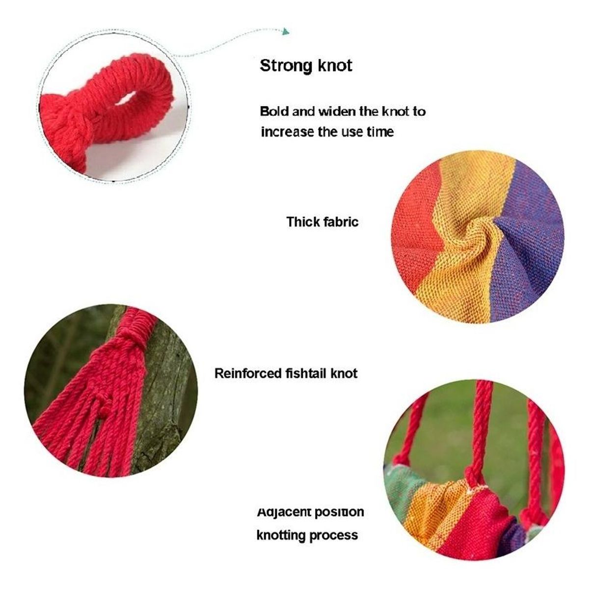 GENERICO - Hamaca Colgante 100% Poliéster 1 Plaza Roja Multicolor