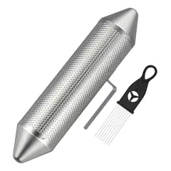 GENERICO - Guiro Metálico de Acero Inoxidable con Raspador Incluido.