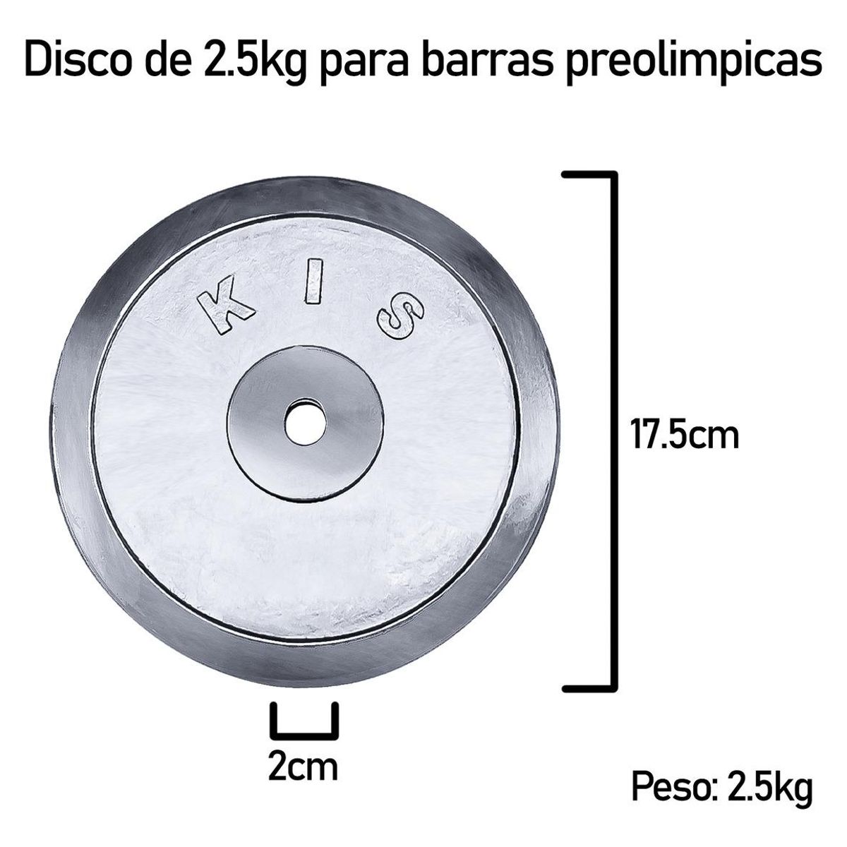 GENERICO - Pack de 2 Discos Preolímpicos Cromados 2.5kg Cada Uno