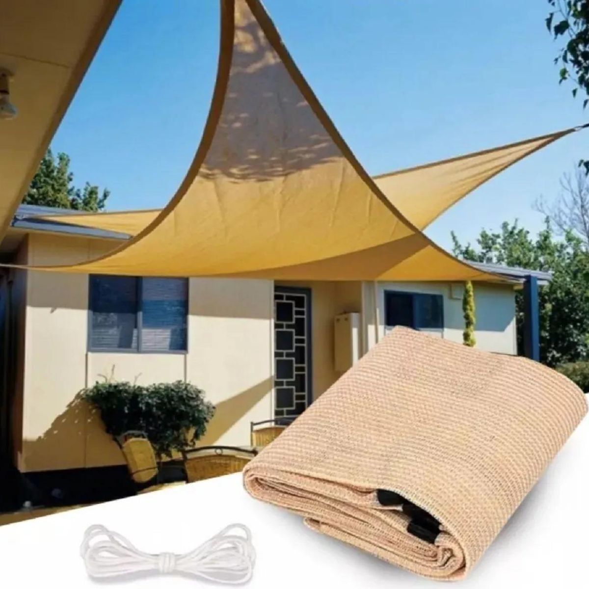 GENERICO - Toldo Vela Triangular 3x3m para Camping y Jardín