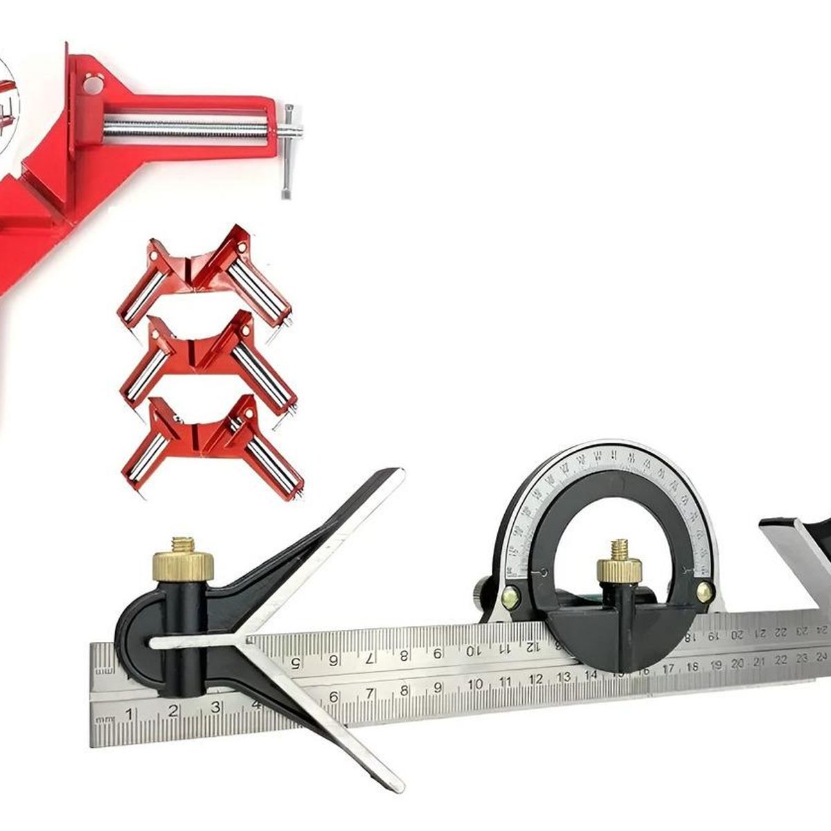 GENERICO - Pack de Prensas Rápidas y Escuadra Combinada para Carpintería