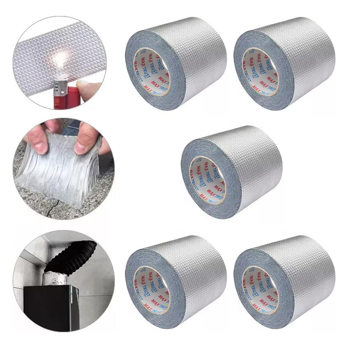 GENERICO - Pack de 5 Cintas Butilo Impermeables de 10cm x 10m
