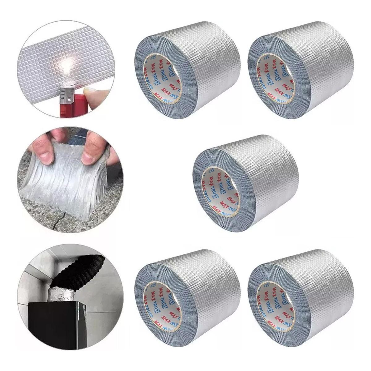 GENERICO - Pack de 5 Cintas Butilo Impermeables de 10cm x 10m