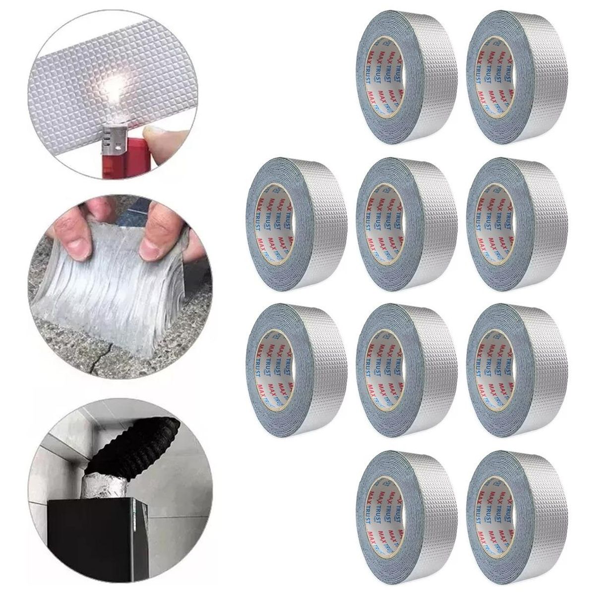 GENERICO - Pack de 10 Cintas Butilo Superadhesivas Impermeables 10m