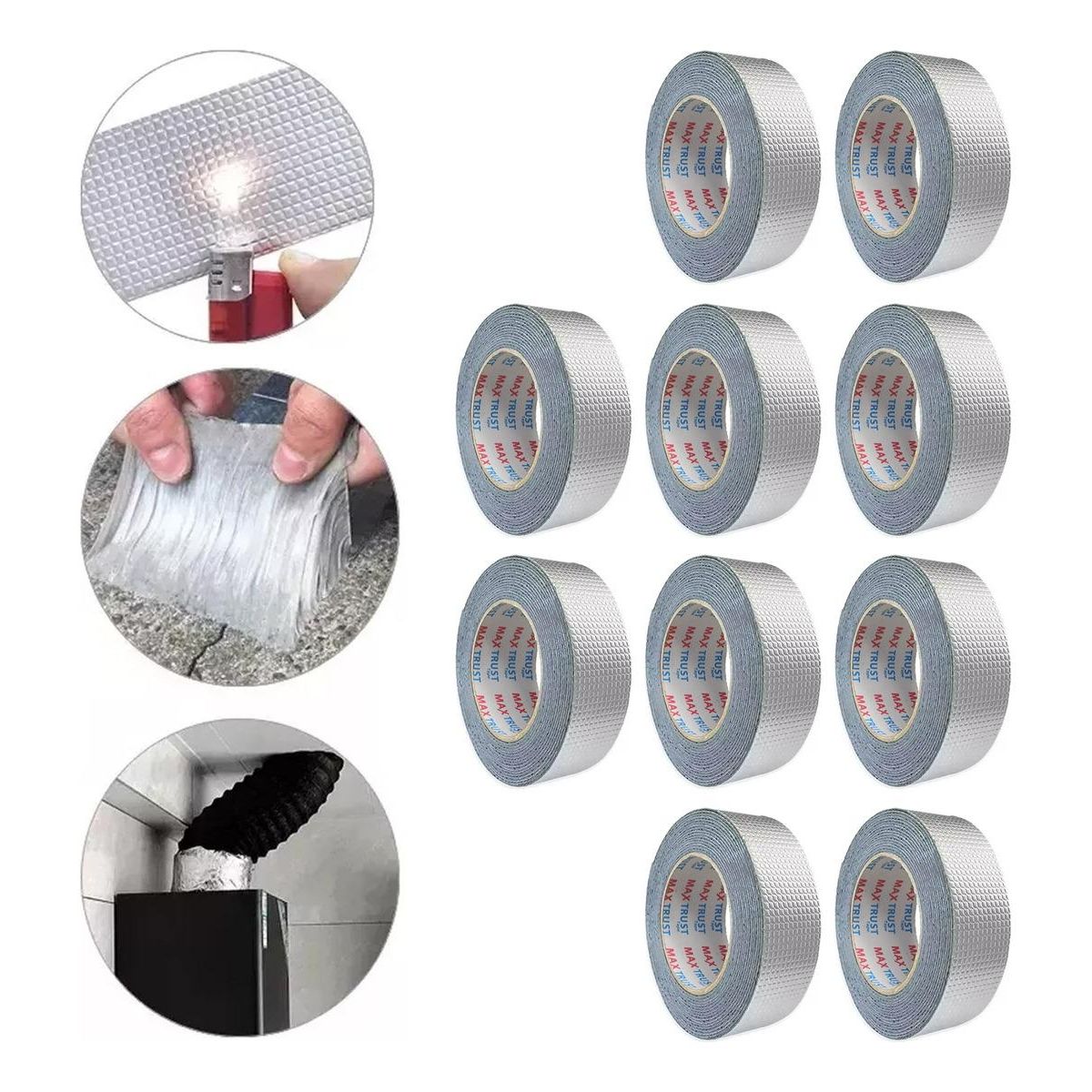 GENERICO - Pack de 10 Cintas Butilo Superadhesivas Impermeables 10m