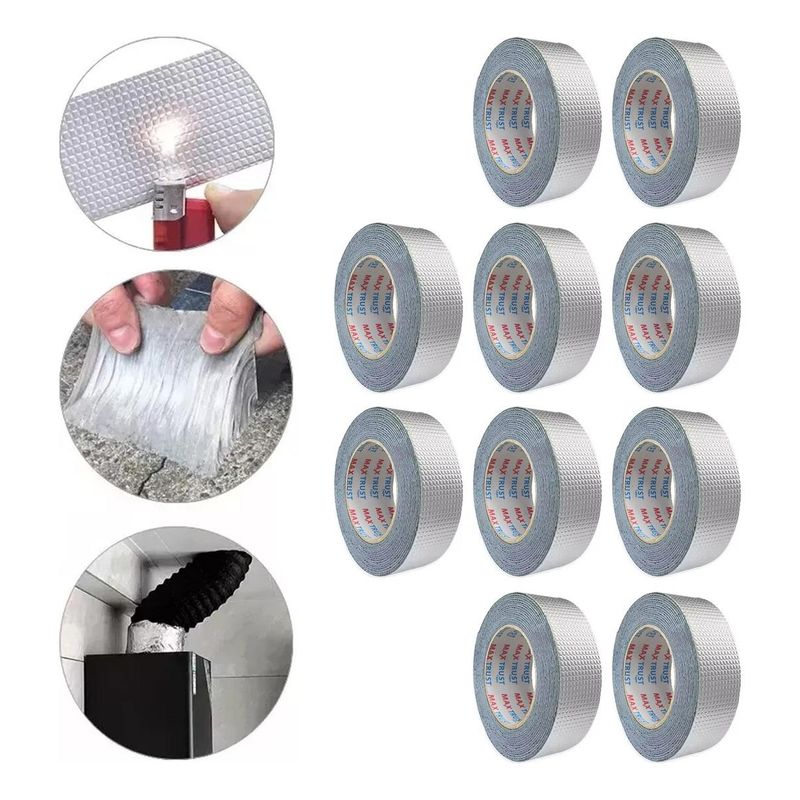 GENERICO - Pack de 10 Cintas Butilo Superadhesivas Impermeables 10m