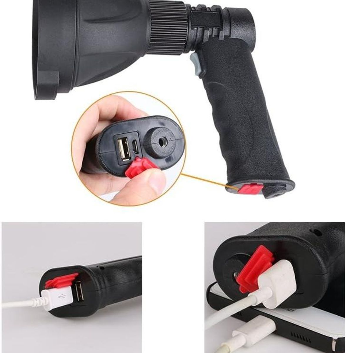 GENERICO - Linterna LED Recargable 1200lm para Camping y Caza
